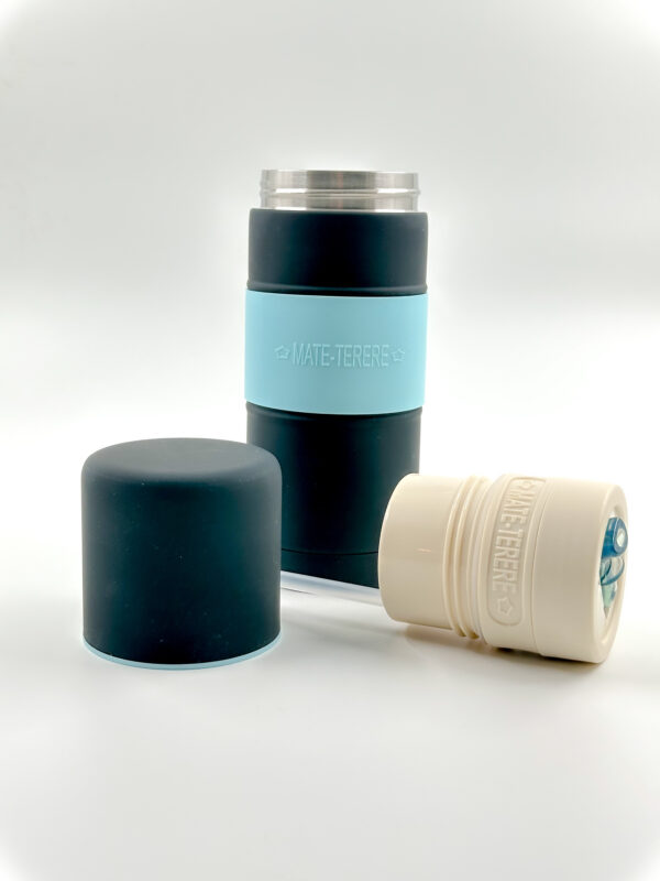 Thermos Autocebante Mate-Tereré 1L negro y azul